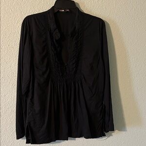 Johnny Was Black V-Neck Blouse